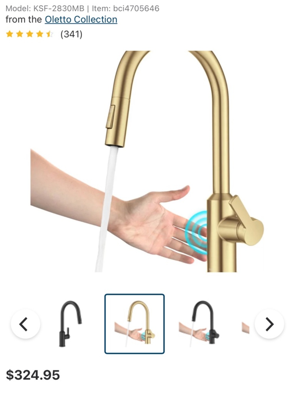 Gold Touchless Kitchen Faucet - Single Handle